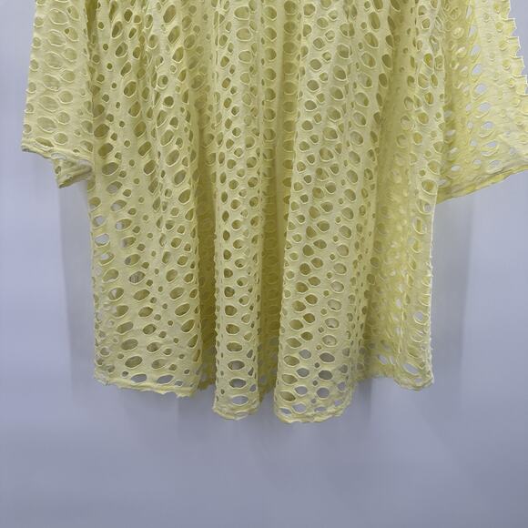 Lulu B Top Shirt Tunic Womens 1X Yellow Cutout Beachy Resort Colorful Tropical - Picture 6 of 12